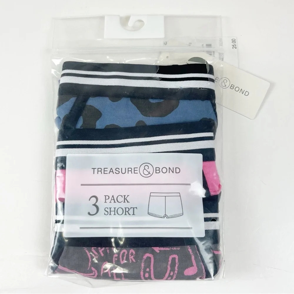 NEW Treasure & Bond 3 Pack Underwear Girls 10/12 Multicolor Short Cotton Blend